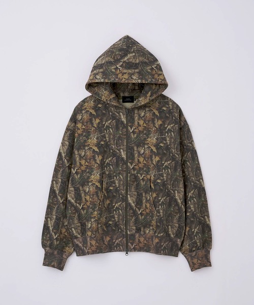 SLICK（スリック）の「【SLICK/スリック】Camouflage Print Double Zip Parka/カモフラージュスウェットダブルジップパーカー / ヘビィーウェイト/セットアップ（パーカー・メンズ・ウッドランド/リアルツリーカモ・1/2/3）」の2枚目の写真
