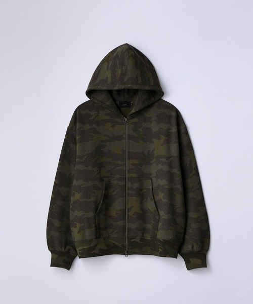 SLICK（スリック）の「【SLICK/スリック】Camouflage Print Double Zip Parka/カモフラージュスウェットダブルジップパーカー / ヘビィーウェイト/セットアップ（パーカー・メンズ・ウッドランド/リアルツリーカモ・1/2/3）」の5枚目の写真