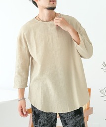 LUXSTYLE（ラグスタイル）の「七分袖リネンタッチTシャツ（Tシャツ/カットソー）」