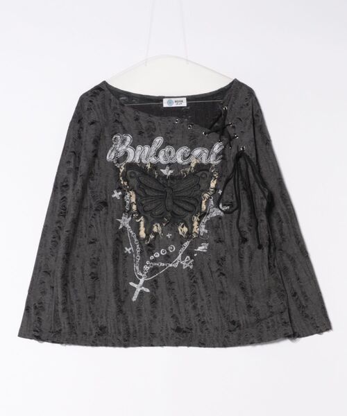 HOOK(フック)の「バタフライレースルーズロンT(Tシャツ/カットソー・レディース・ダークグレー/ベージュ・MEDIUM/SMALL)」の17枚目の写真
