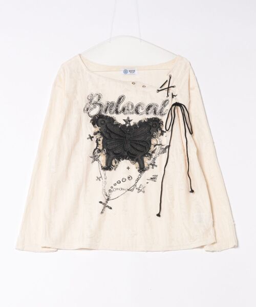 HOOK(フック)の「バタフライレースルーズロンT(Tシャツ/カットソー・レディース・ダークグレー/ベージュ・MEDIUM/SMALL)」の18枚目の写真