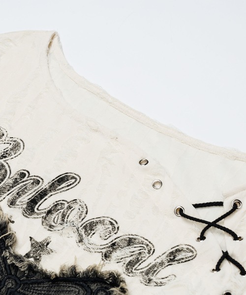 HOOK(フック)の「バタフライレースルーズロンT(Tシャツ/カットソー・レディース・ダークグレー/ベージュ・MEDIUM/SMALL)」の11枚目の写真