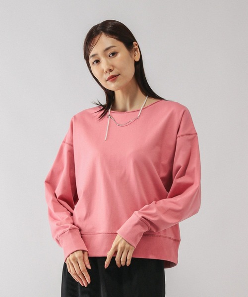 GLOBAL WORK（グローバルワーク）の「乾きやすいミニ裏毛カラープルオーバー/580946（Tシャツ/カットソー・レディース・スモークピンク/杢グレー/ブルー/ネイビー/スミクロ/レッド・REGULAR/SHORT）」の15枚目の写真