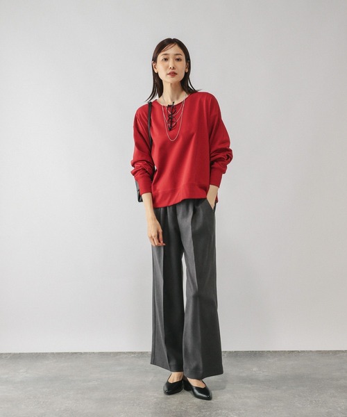 GLOBAL WORK（グローバルワーク）の「乾きやすいミニ裏毛カラープルオーバー/580946（Tシャツ/カットソー・レディース・スモークピンク/杢グレー/ブルー/ネイビー/スミクロ/レッド・REGULAR/SHORT）」の16枚目の写真