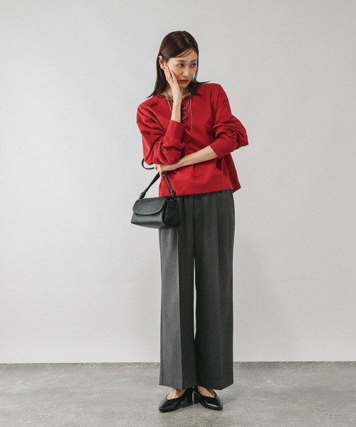 GLOBAL WORK（グローバルワーク）の「乾きやすいミニ裏毛カラープルオーバー/580946（Tシャツ/カットソー・レディース・スモークピンク/杢グレー/ブルー/ネイビー/スミクロ/レッド・REGULAR/SHORT）」の17枚目の写真