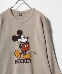 Disney/ディズニー オーバーサイズ ミッキー カスレプリント/ジャガード刺繍ニット レディース メンズ