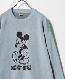 Disney/ディズニー オーバーサイズ ミッキー カスレプリント/ジャガード刺繍ニット レディース メンズ
