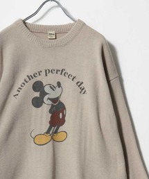 Disney/ディズニー オーバーサイズ ミッキー カスレプリント/ジャガード刺繍ニット レディース メンズ