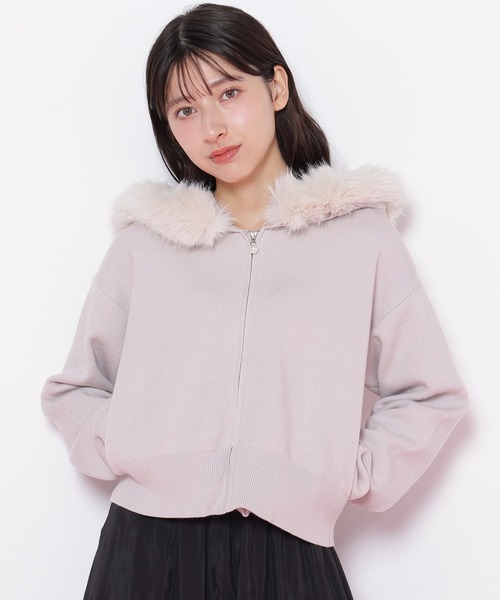 jill by jillstuart ボリュームフェイクファーニットパーカー ボリュームフェイクファーニットパーカー | ジル バイ ジル