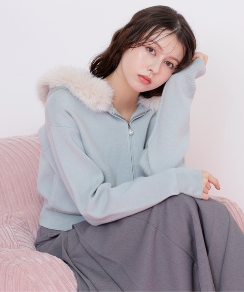 jill by jillstuart ボリュームフェイクファーニットパーカー ボリュームフェイクファーニットパーカー | ジル バイ ジル