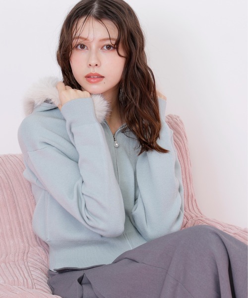 JILL by JILL STUART(ジルバイジルスチュアート)の「◇フェイクファー付きニットパーカー(ニット/セーター・レディース・グリーン/ホワイト/グレー・FREE)」の8枚目の写真