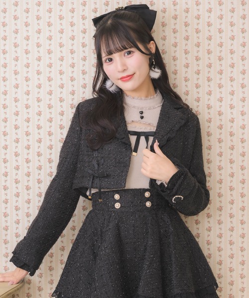 ROJITA（ロジータ）の「サイドレースアップショートジャケット（その他アウター・レディース・ネイビー/ピンク/ブラック・FREE）」の2枚目の写真