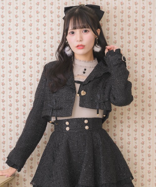 ROJITA（ロジータ）の「サイドレースアップショートジャケット（その他アウター・レディース・ネイビー/ピンク/ブラック・FREE）」の4枚目の写真