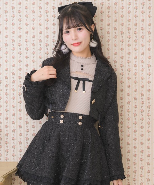 ROJITA（ロジータ）の「サイドレースアップショートジャケット（その他アウター・レディース・ネイビー/ピンク/ブラック・FREE）」の5枚目の写真