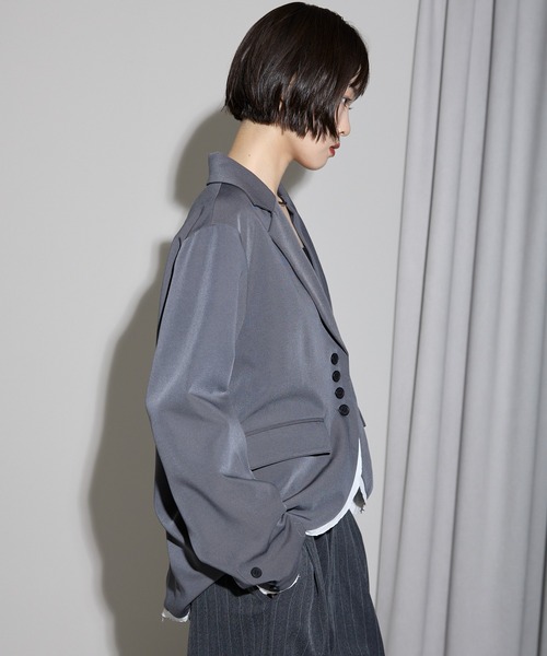 leimn（レイムン）の「裾カーブレイヤード風オーバーサイズテーラードジャケット（テーラードジャケット・レディース・ブラウン/グレー・FREE）」の8枚目の写真