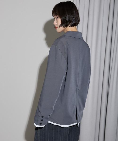 leimn（レイムン）の「裾カーブレイヤード風オーバーサイズテーラードジャケット（テーラードジャケット・レディース・ブラウン/グレー・FREE）」の10枚目の写真