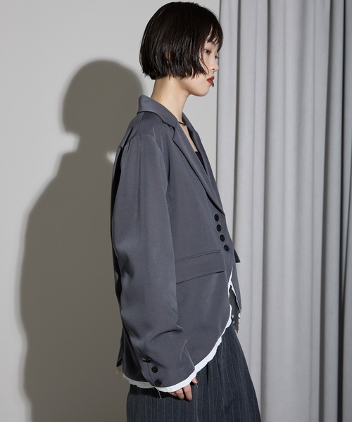 leimn（レイムン）の「裾カーブレイヤード風オーバーサイズテーラードジャケット（テーラードジャケット・レディース・ブラウン/グレー・FREE）」の13枚目の写真