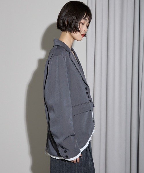 leimn（レイムン）の「裾カーブレイヤード風オーバーサイズテーラードジャケット（テーラードジャケット・レディース・ブラウン/グレー・FREE）」の14枚目の写真