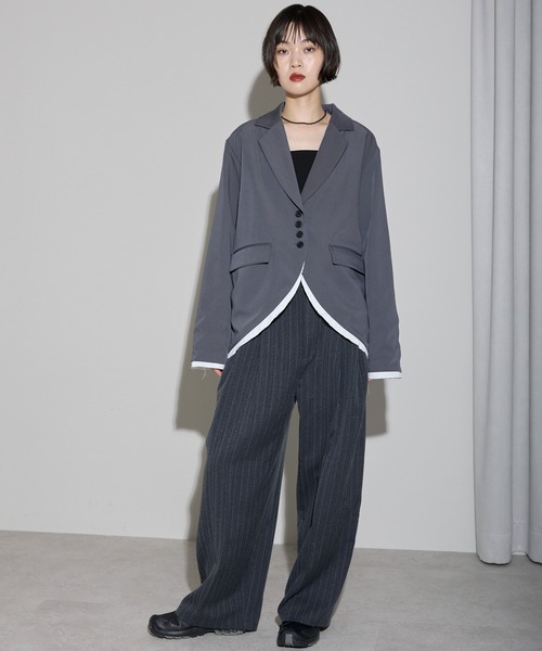 leimn（レイムン）の「裾カーブレイヤード風オーバーサイズテーラードジャケット（テーラードジャケット・レディース・ブラウン/グレー・FREE）」の16枚目の写真