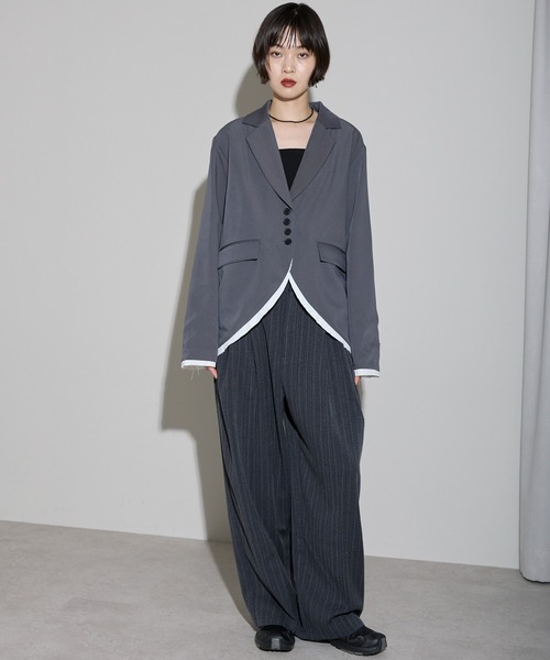 leimn（レイムン）の「裾カーブレイヤード風オーバーサイズテーラードジャケット（テーラードジャケット・レディース・ブラウン/グレー・FREE）」の17枚目の写真