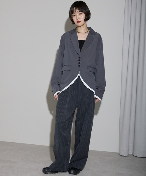 leimn（レイムン）の「裾カーブレイヤード風オーバーサイズテーラードジャケット（テーラードジャケット・レディース・ブラウン/グレー・FREE）」の18枚目の写真