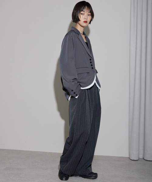 leimn（レイムン）の「裾カーブレイヤード風オーバーサイズテーラードジャケット（テーラードジャケット・レディース・ブラウン/グレー・FREE）」の20枚目の写真