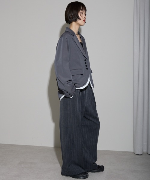 leimn（レイムン）の「裾カーブレイヤード風オーバーサイズテーラードジャケット（テーラードジャケット・レディース・ブラウン/グレー・FREE）」の21枚目の写真