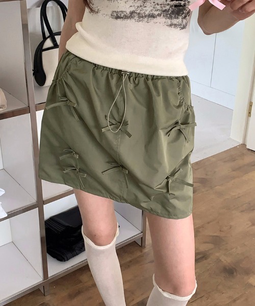 ReRe（リリ）の「リボンナイロンミニスカート（スカート・レディース・ブラック/カーキ・MEDIUM）」の16枚目の写真