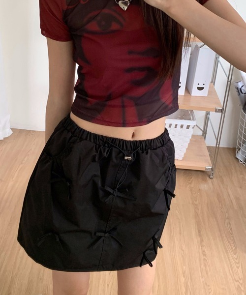 ReRe（リリ）の「リボンナイロンミニスカート（スカート・レディース・ブラック/カーキ・MEDIUM）」の10枚目の写真