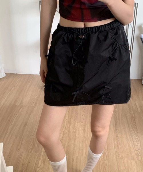 ReRe（リリ）の「リボンナイロンミニスカート（スカート・レディース・ブラック/カーキ・MEDIUM）」の9枚目の写真