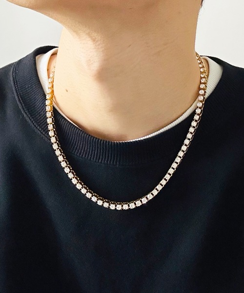 CZダイヤ 3mm 4mm 5mm テニス チェーン ネックレス ジルコニア