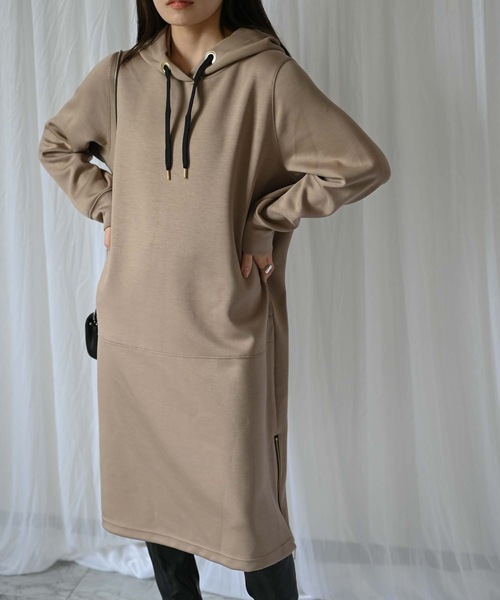 セール】ダンボールニットワンピース（フーディーワンピース