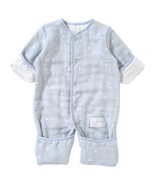 10mois(ディモワ)の「【10mois(ディモワ)】ふくふくガーゼ(6重ガーゼ) 6wayスリーパー mini (新生児ベビー)(ベビーパジャマ/スリーパー・キッズ・ブルー/ピンク・ONE SIZE)」の6枚目の写真