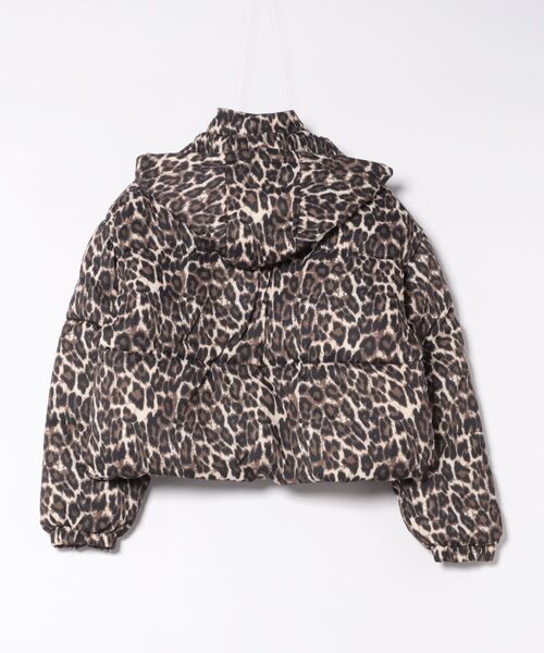 セール】ヒョウ柄 ショート丈 スタンドカラー エコダウンジャケット