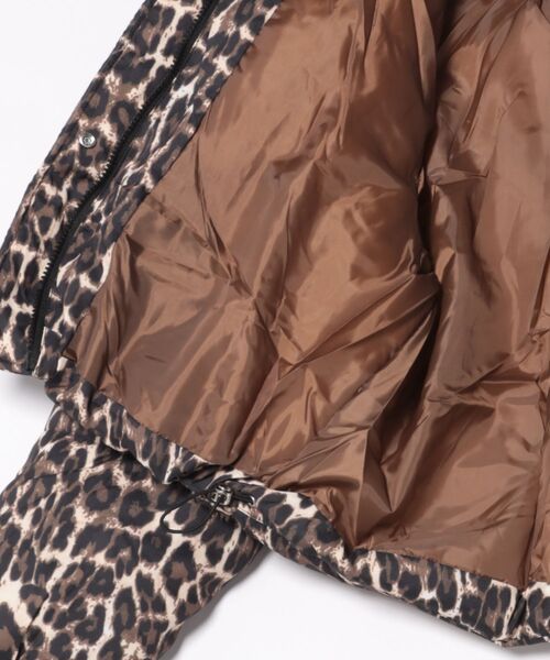 セール】ヒョウ柄 ショート丈 スタンドカラー エコダウンジャケット