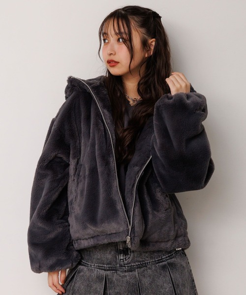 セール】【girly line】モコモコファーフーディ－（ブルゾン）｜repipi