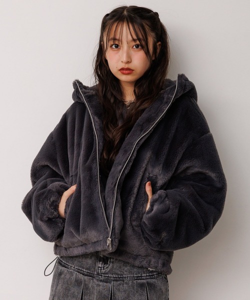 セール】【girly line】モコモコファーフーディ－（ブルゾン）｜repipi