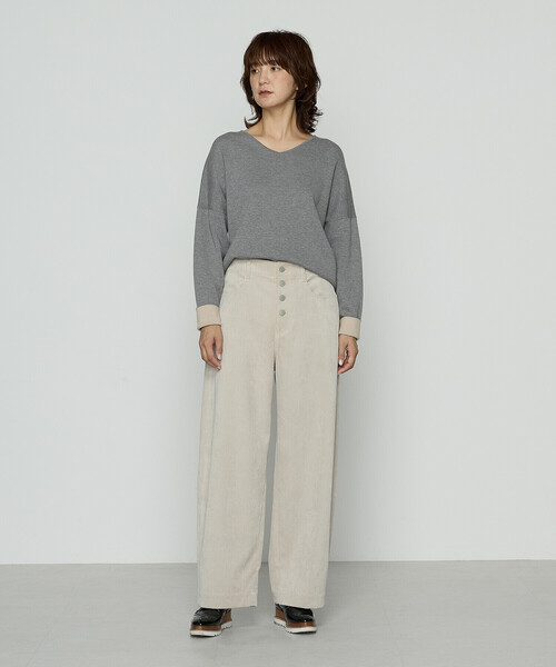 COMME CA Wardrobe（コムサワードローブ）の「14G接結編 ニットプルオーバー（ニット/セーター・レディース・カーキ/グレー・FREE）」の3枚目の写真