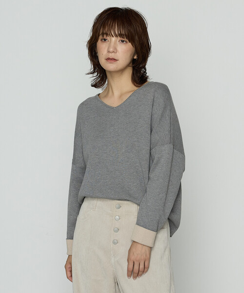 COMME CA Wardrobe（コムサワードローブ）の「14G接結編 ニットプルオーバー（ニット/セーター・レディース・カーキ/グレー・FREE）」の5枚目の写真