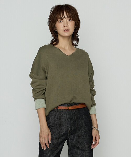 COMME CA Wardrobe（コムサワードローブ）の「14G接結編 ニットプルオーバー（ニット/セーター・レディース・カーキ/グレー・FREE）」の9枚目の写真