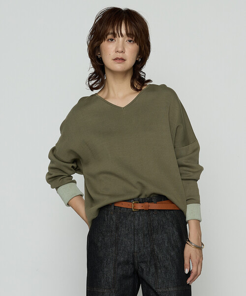 COMME CA Wardrobe（コムサワードローブ）の「14G接結編 ニットプルオーバー（ニット/セーター・レディース・カーキ/グレー・FREE）」の10枚目の写真