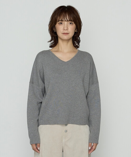 COMME CA Wardrobe（コムサワードローブ）の「14G接結編 ニットプルオーバー（ニット/セーター・レディース・カーキ/グレー・FREE）」の11枚目の写真