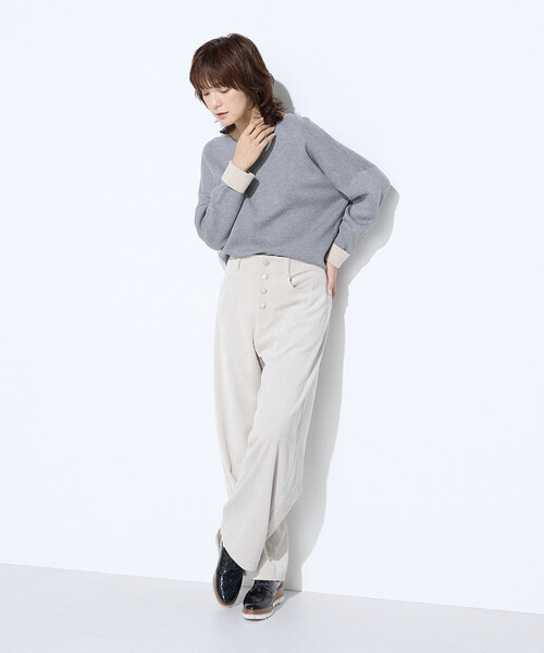 COMME CA Wardrobe（コムサワードローブ）の「14G接結編 ニットプルオーバー（ニット/セーター・レディース・カーキ/グレー・FREE）」の21枚目の写真