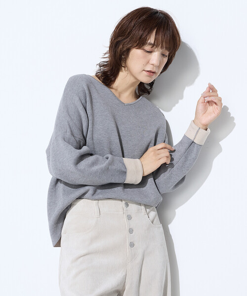 COMME CA Wardrobe（コムサワードローブ）の「14G接結編 ニットプルオーバー（ニット/セーター・レディース・カーキ/グレー・FREE）」の22枚目の写真