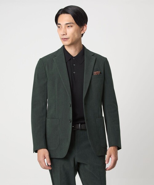 テーラードジャケット コーデュロイ ニットリブ 比翼仕立て 古着