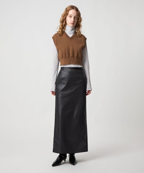 6（ロク）の「＜6(ROKU)＞タックスカート ワインレッド（スカート