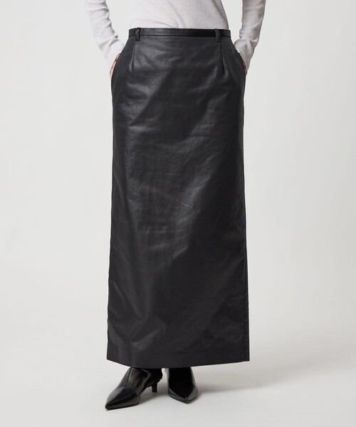 6（ロク）の「＜6(ROKU)＞ポリエステル サテンスカート（スカート・レディース・ブラック・36/38）」の3枚目の写真
