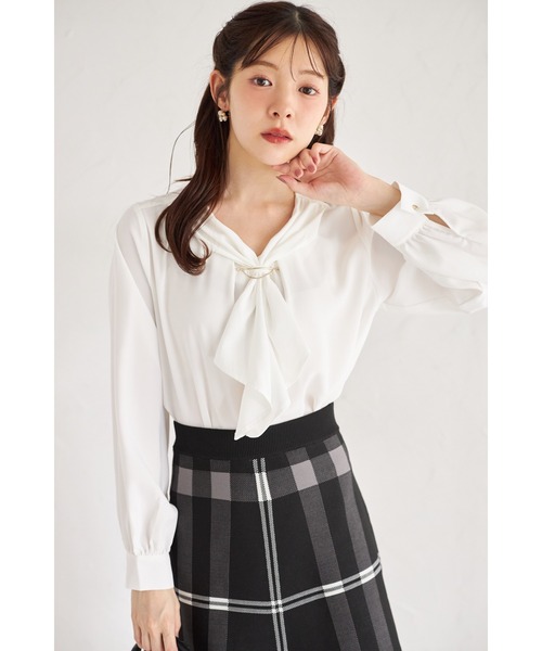 tocco closet(トッコ クローゼット)の「【ZOZO限定】アソートパターンペールトーンフリルタイブラウス(シャツ/ブラウス・レディース・ピンク/オフホワイト/その他・M)」の10枚目の写真