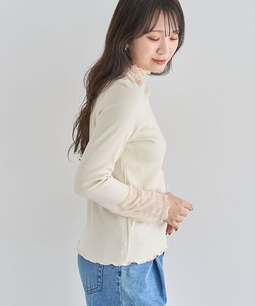 Petit fleur（プチフルール）の「・Petit Fleur チュールキリカエラメリブタートル（Tシャツ/カットソー・レディース・オフホワイト/杢グレー/ブラック/アイボリー・FREE）」の21枚目の写真