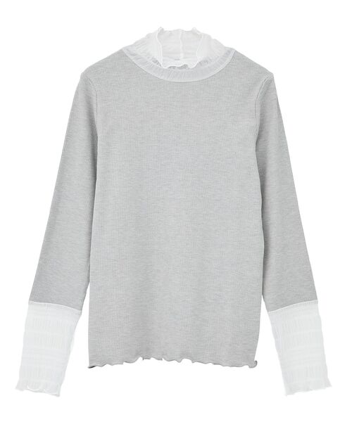 Petit fleur（プチフルール）の「・Petit Fleur チュールキリカエラメリブタートル（Tシャツ/カットソー・レディース・オフホワイト/杢グレー/ブラック/アイボリー・FREE）」の6枚目の写真